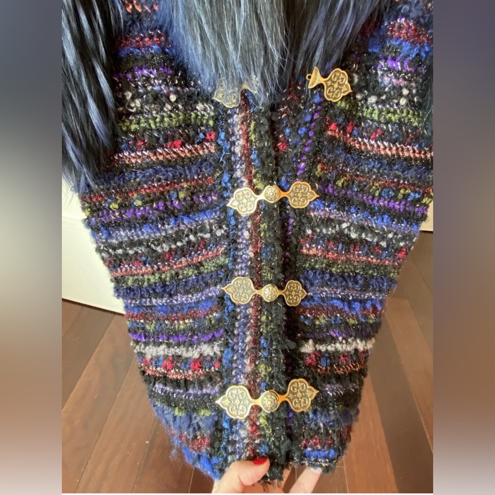 Nini K Saks Fifth Avenue Hade-Made Vest With Real Fox Hand Crocheted One Size - Picture 6 of 14
